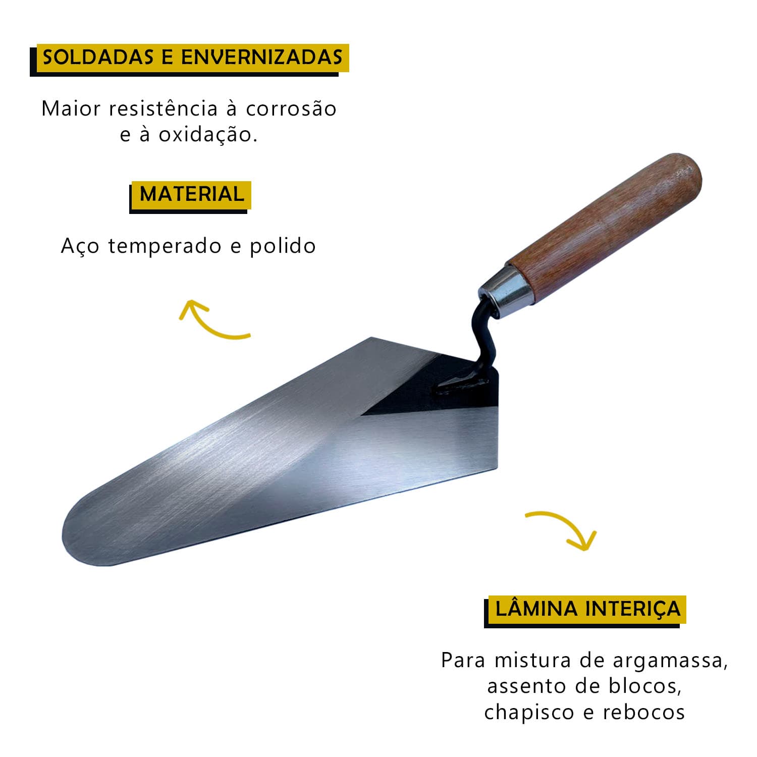 Colher Para Pedreiro Canto Reto 8” Soldada TARZA
