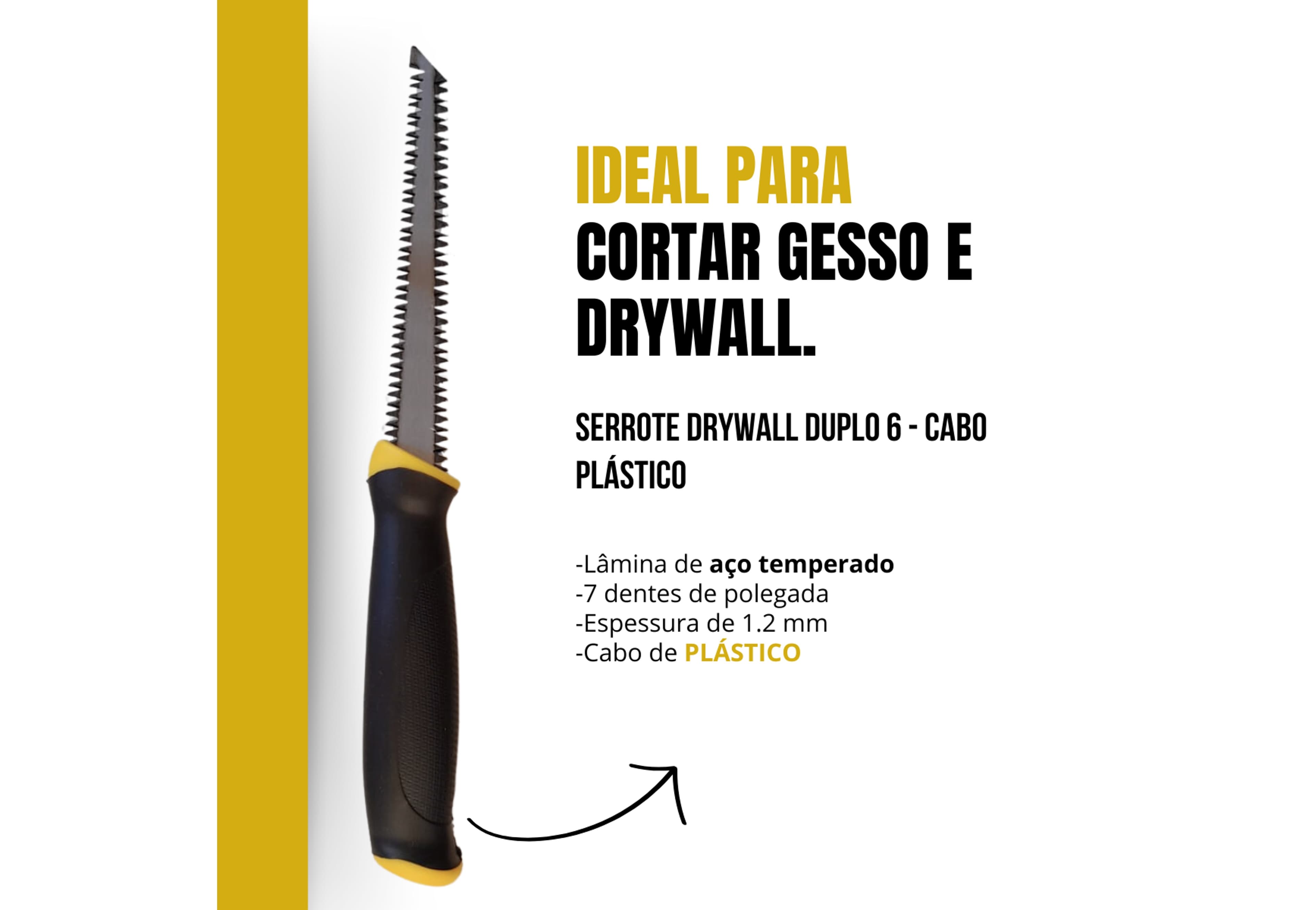 Serrote De Ponta Dupla Cabo Em Plástico 6" Drywall Gesso