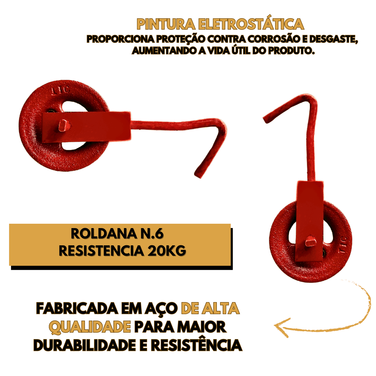 Roldana N 06 Com Gancho Ferro Fundido Capacidade 20kg Poço
