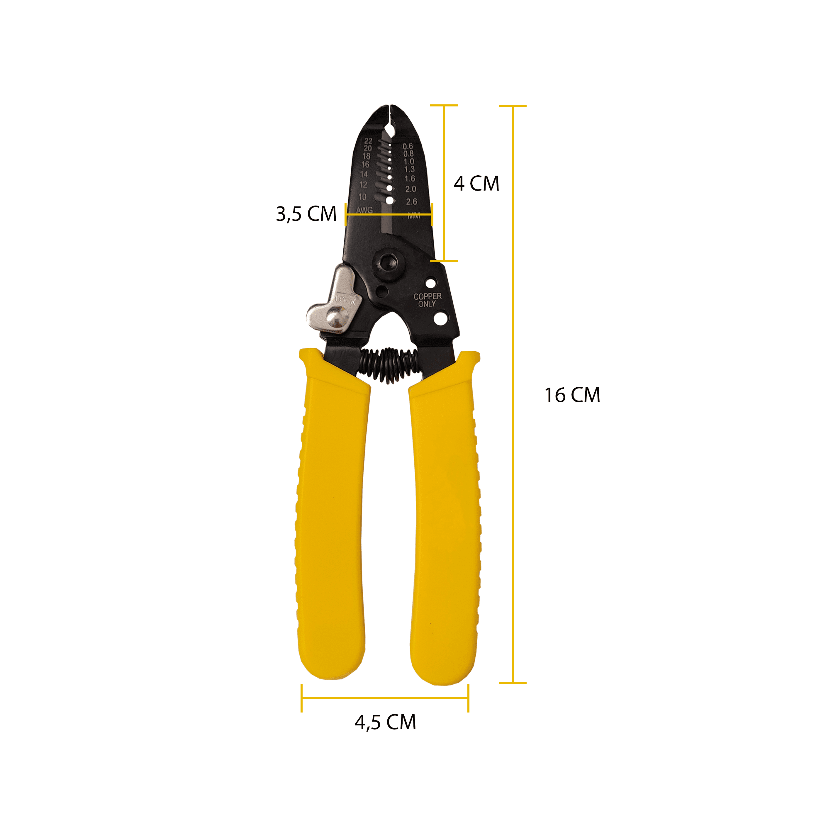 Alicate Decapador Cortador de Fio Cabos de 0,6 mm à 2,6 mm