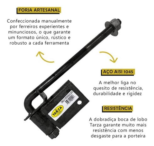 3x Dobradiça Boca De Lobo 80mm Para Portão Porteira Baia