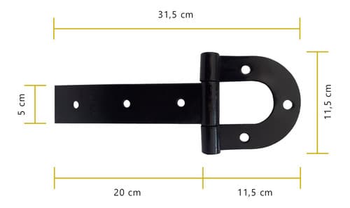 16 Dobradiça De Porteira 300mm + 8 Tranca Met Forjada Tarza