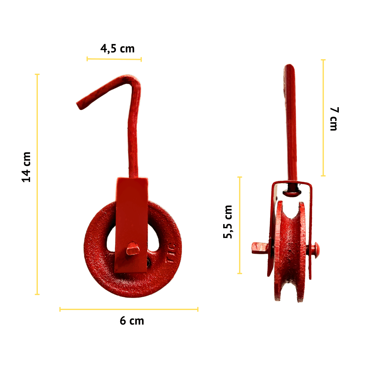 Roldana N 06 Com Gancho Ferro Fundido Capacidade 20kg Poço