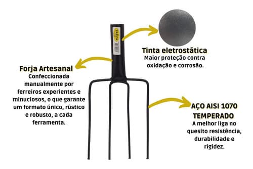 Forcado Reto 4 Dentes Sem Cabo Forjado Tarza