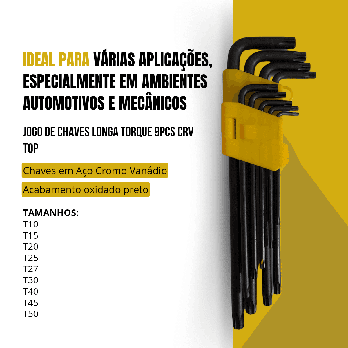 Jogo Chaves Torque Longa Hexalobular 9 Peças Tipo L