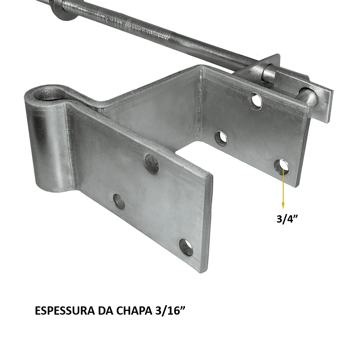 Dobradiça De Porteira Boca De Lobo Lateral 85 MM