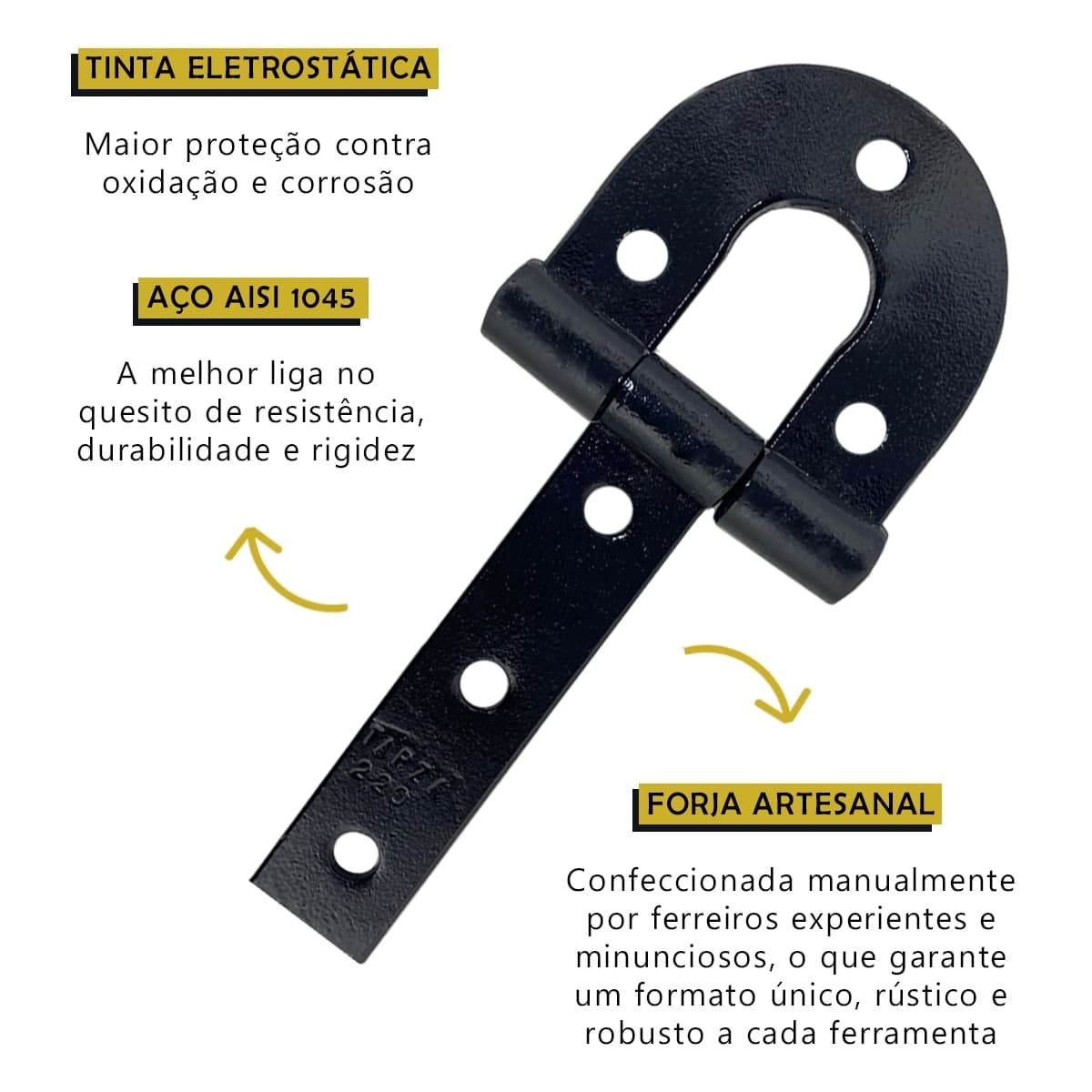 Par De Dobradiça Porteira Ferradura Forjada 220mm Tarza