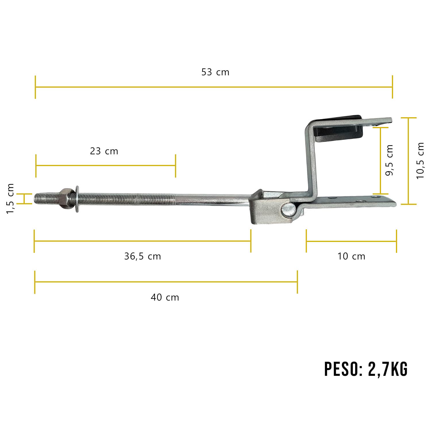 Dobradiça De Porteira Boca De Lobo Lateral 95 MM TARZA