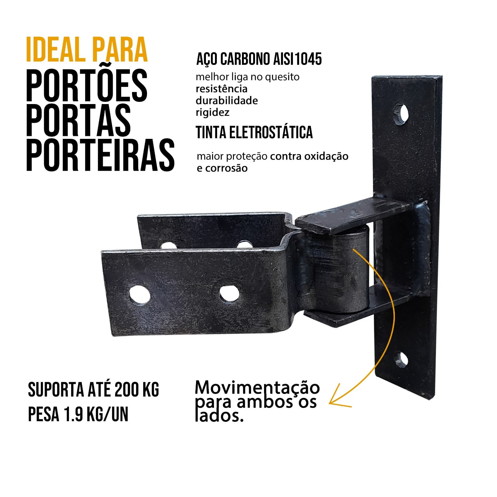Dobradiça Para Porteira - H 70mm Forjada Tarza