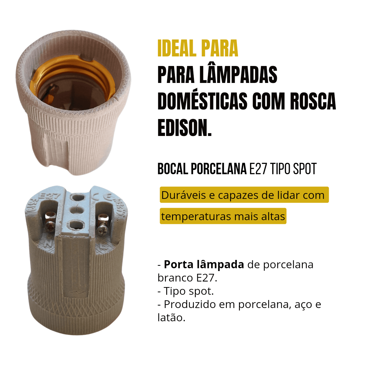 30 Un Bocal Porcelana Soquete  E27 Tipo Spot Liso