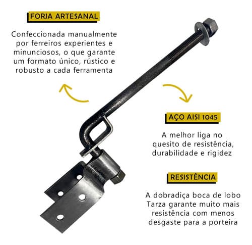 Instalação 2 Dobradiças Boca De Lobo 70mm Forjada Tarza