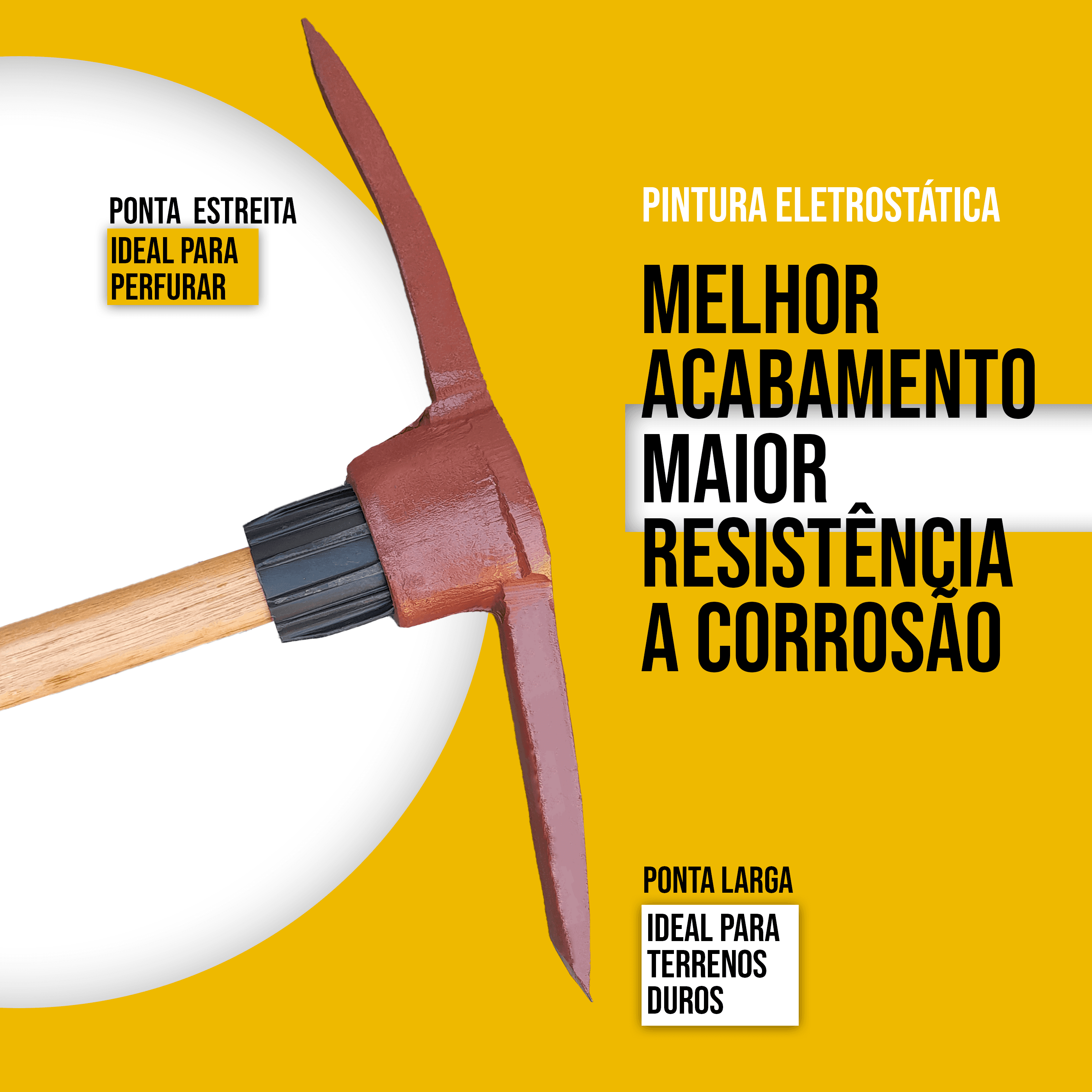 Picareta Ponta E Pá Forjada Tarza Com Cabo