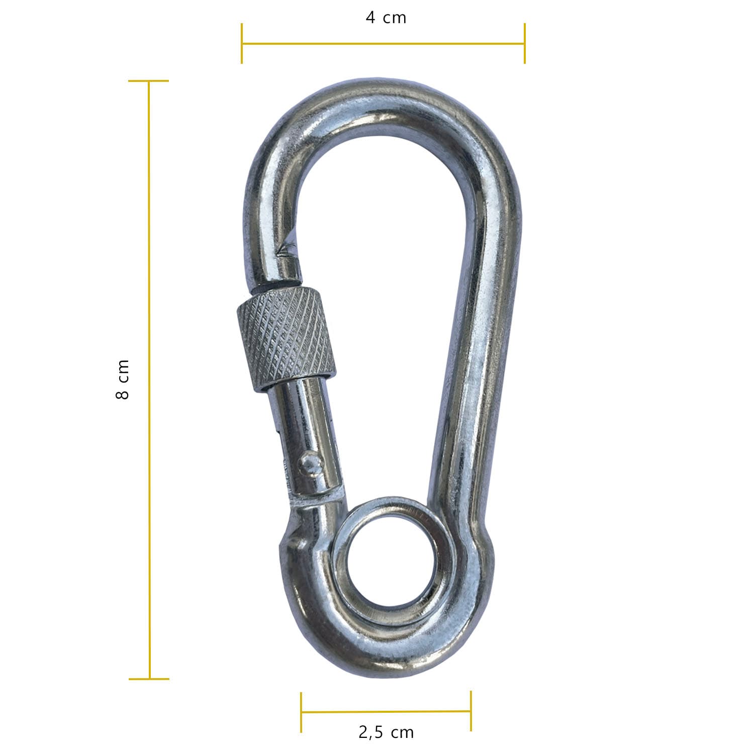 Mosquetão De Aço C/ Trava Rosca Dupla 8 cm 220 KG