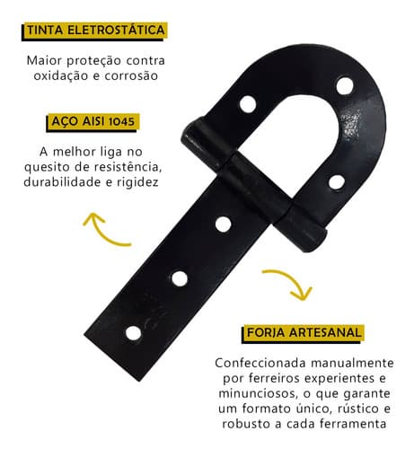 Par De Dobradiça Ferradura Forjada 250mm Tarza