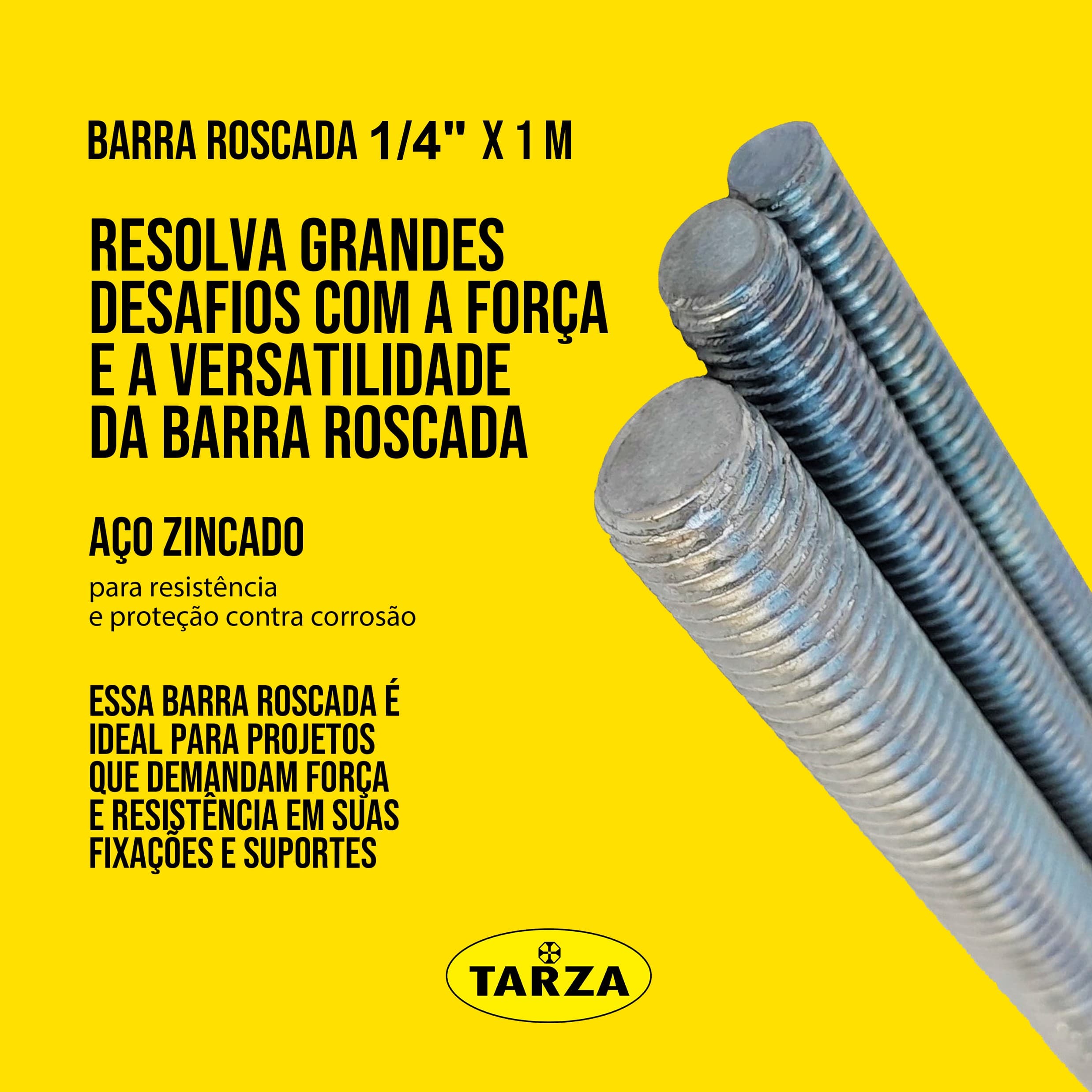 Barra Roscada Rosqueada 1/4 X 1 Metro Galvanizada Tarza