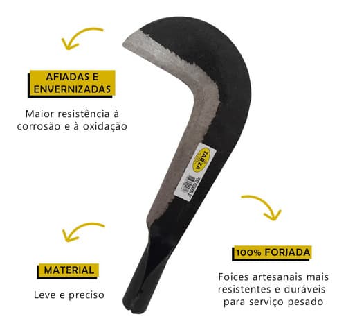 Foice Roçadeira Forjada Tarza Sem Cabo