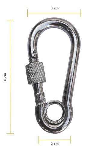 4 Unidades Mosquetão De Aço C/ Trava Rosca Dupla 6 Cm 120 Kg