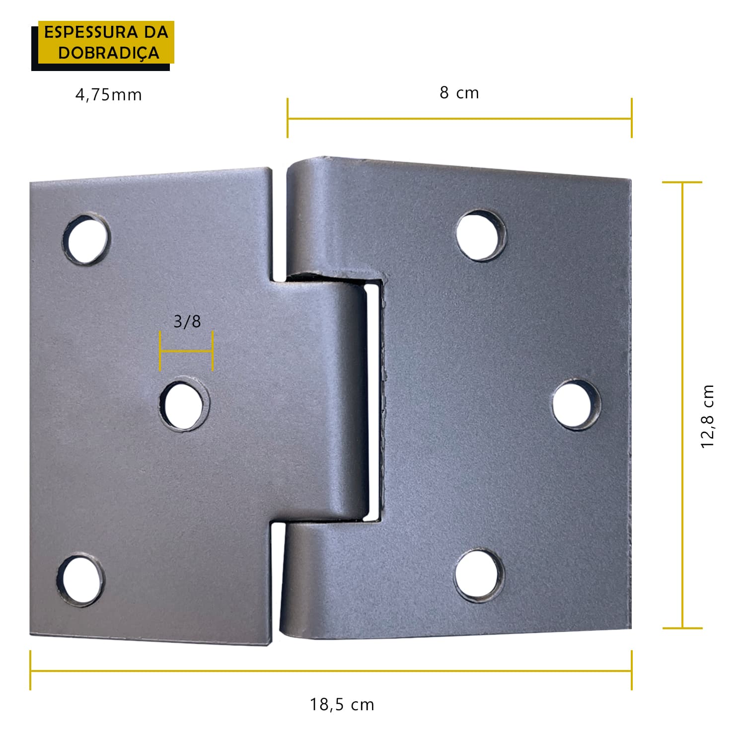 Dobradiça Quadrada Nº 03 Aço Furo 3/8 Tarza