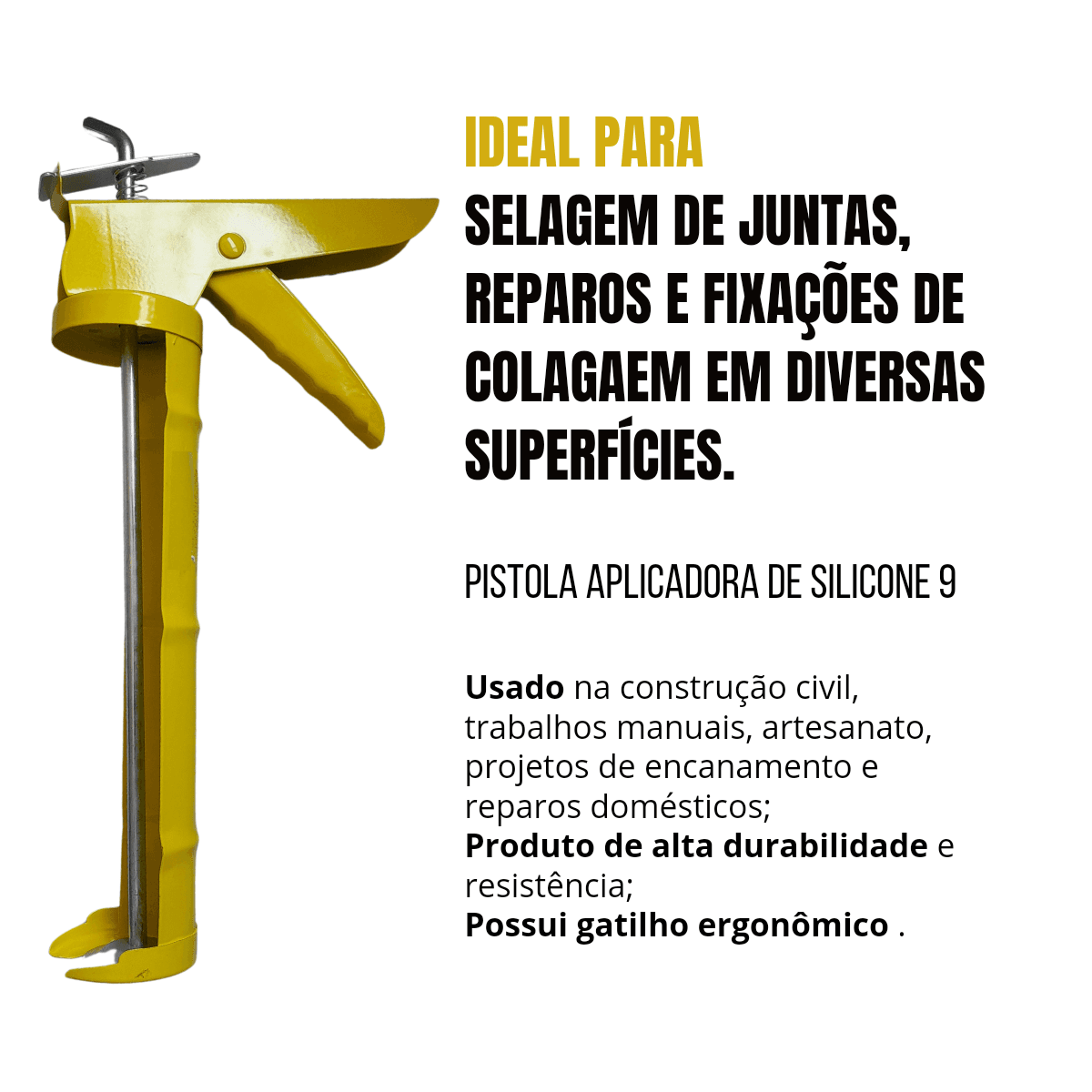 Pistola Aplicador Para Silicone Tubo Vedação 9 Polegadas