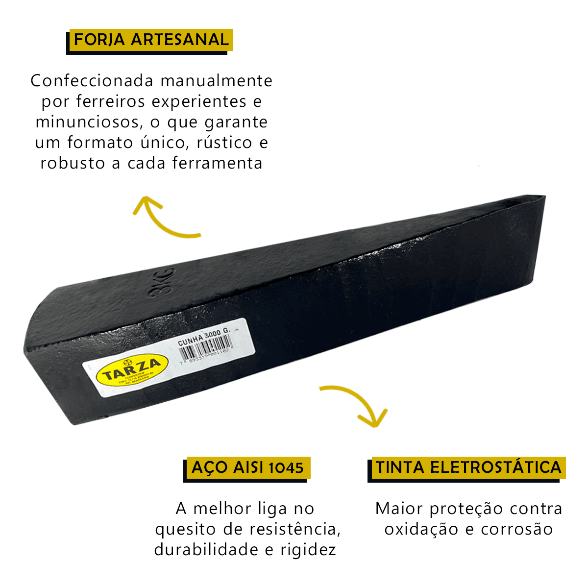Cunha Para Rachar Lenha 3kg Forjada Tarza