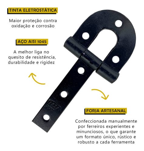 Dobradiça De Porteira Ferradura Forjada 220mm Tarza