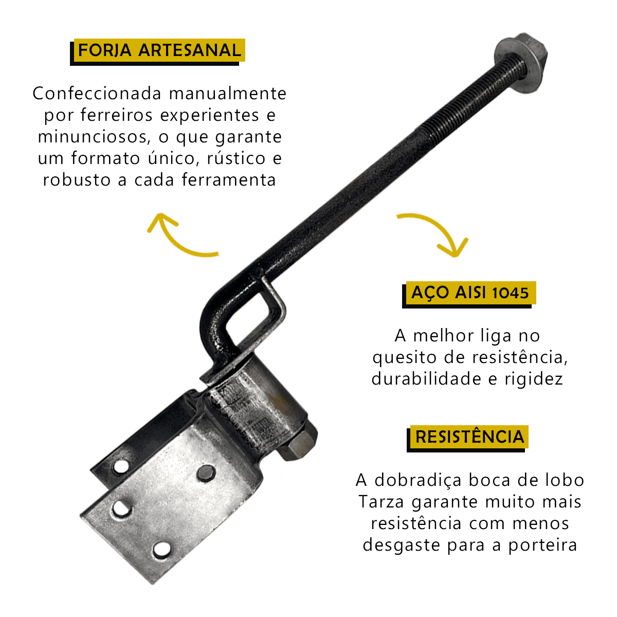 Dobradiça De Porteira Boca De Lobo Forjada 80mm Tarza