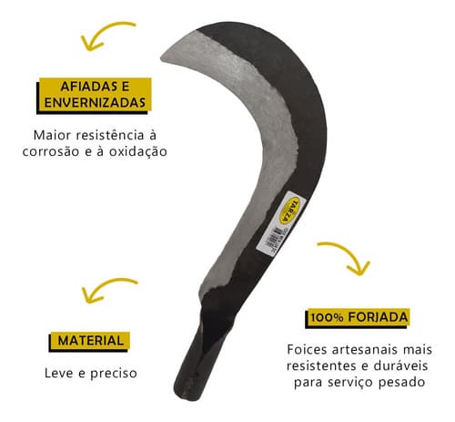 Foice Meia Lua Forjada Tarza Sem Cabo