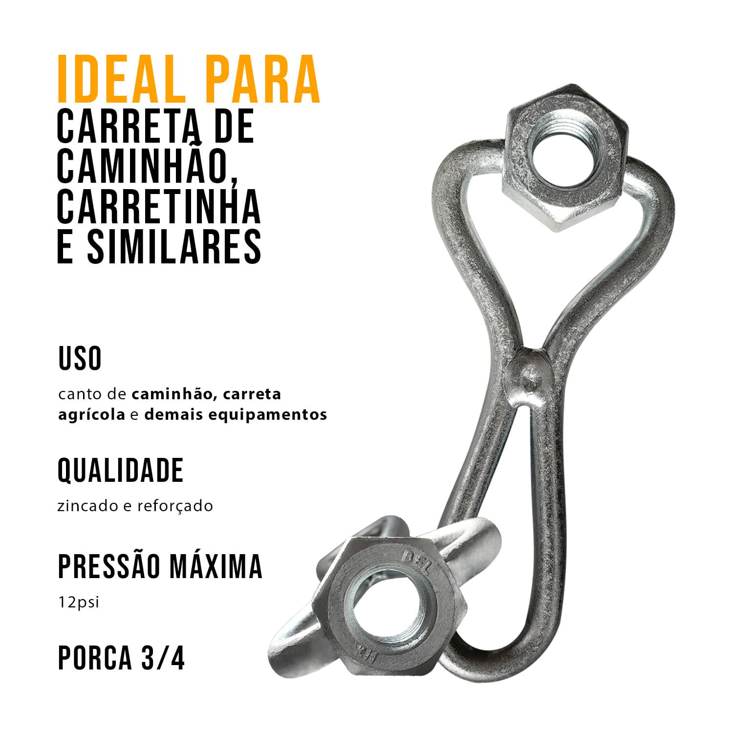 Fixador Com Porca de Canto 3/4" Para Carroceria TARZA