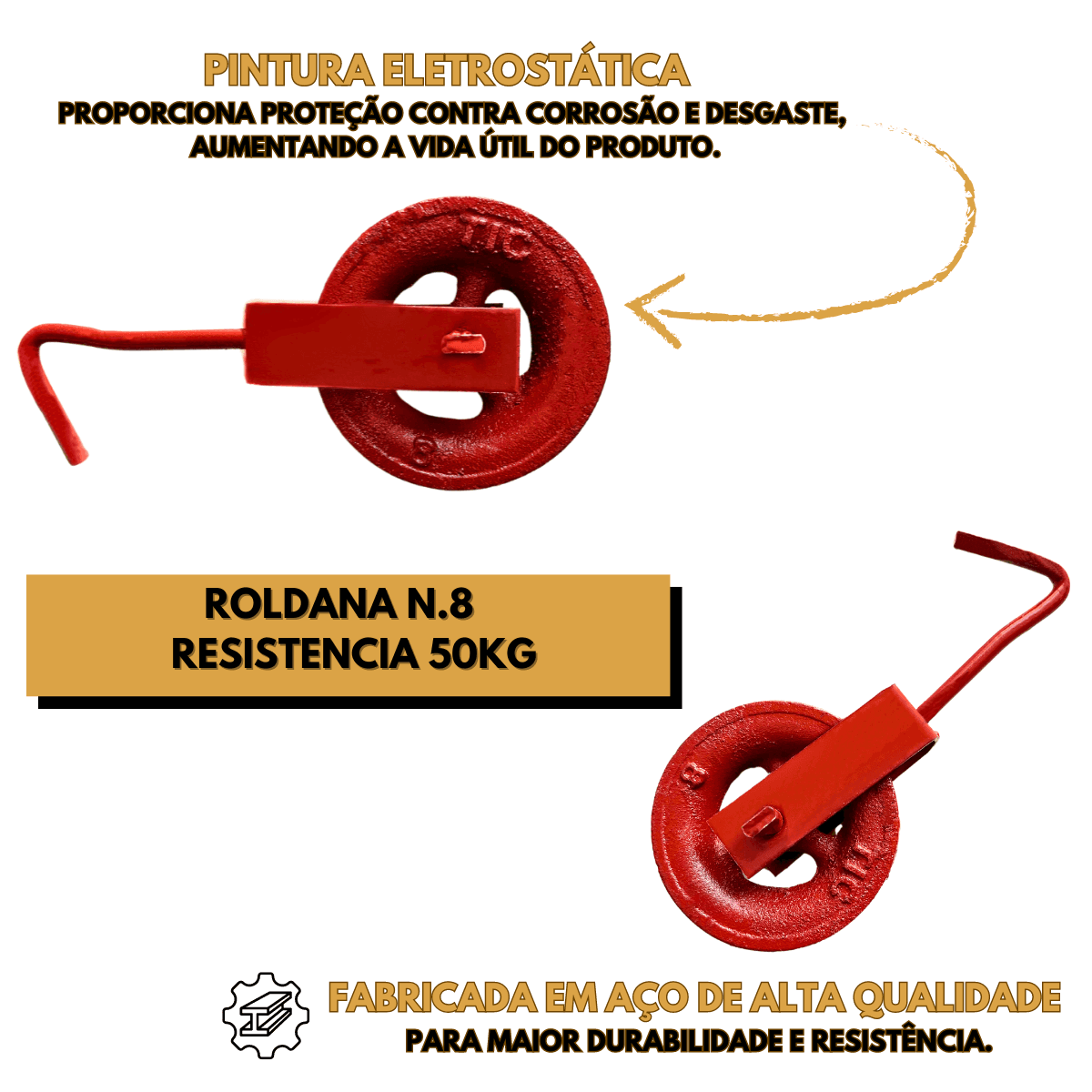 Roldana N 08 Com Gancho Ferro Fundido Capacidade 50kg Poço