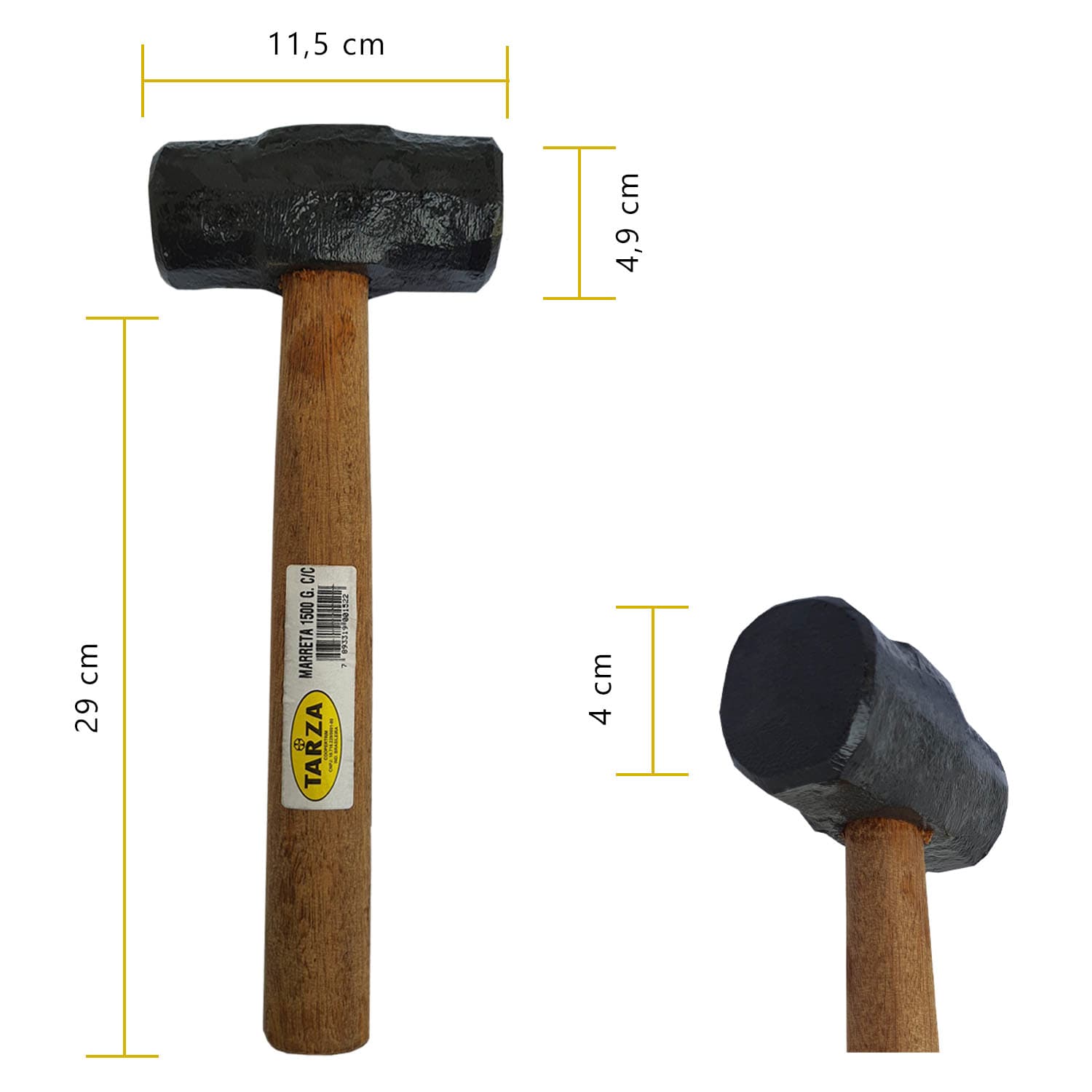 Marreta Forjada 1,5 Kg Tarza Com Cabo
