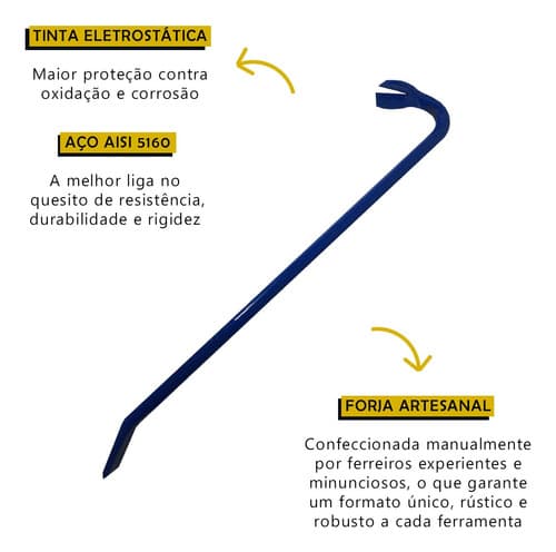 Pé De Cabra 3/4  X 60 Vergalhão Azul