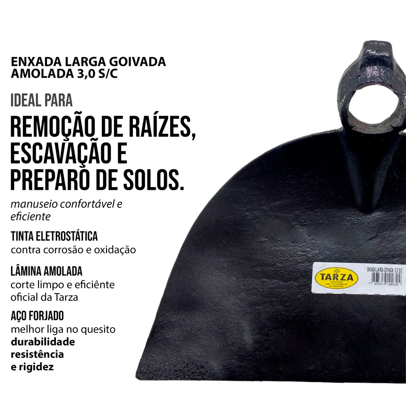 Enxada Larga Goivada Forjada 3,0 Sem Cabo