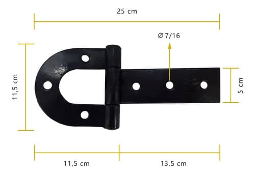 Dobradiça De Porteira Ferradura Forjada 250mm Tarza 6un