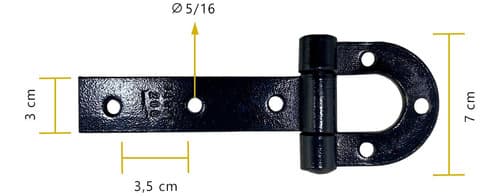 7 Dobradiça P/ Porteira Ferradura 200mm + 2 Trancas Forjadas