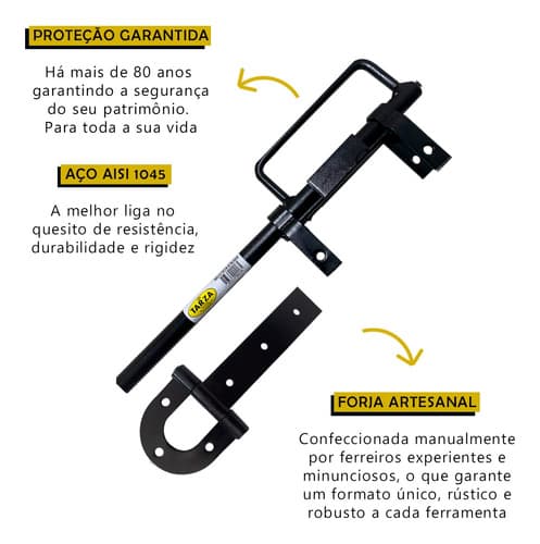 16 Dobradiça De Porteira 300mm + 8 Tranca Met Forjada Tarza