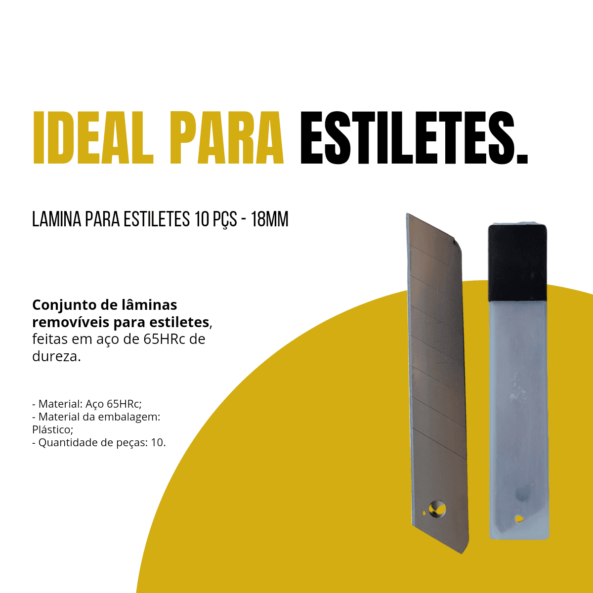 Jogo Lamina Para Estilete 18mm Com 10 Peças Aço Profissional