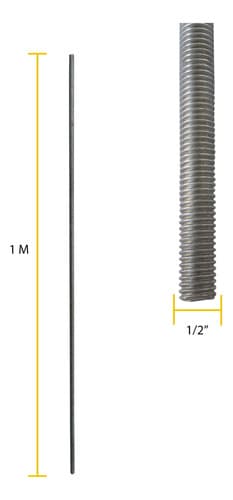 Barra Roscada Rosqueada 1/2 X 1 Metro Galvanizada Tarza