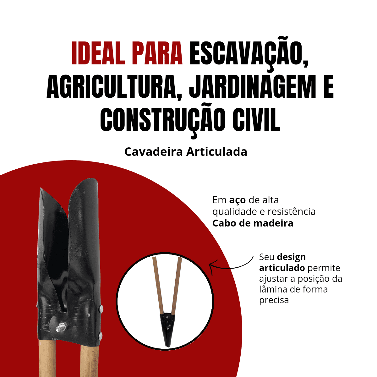 Cavadeira Articulada Boca de Lobo Com Cabo 120 Cm Forjada