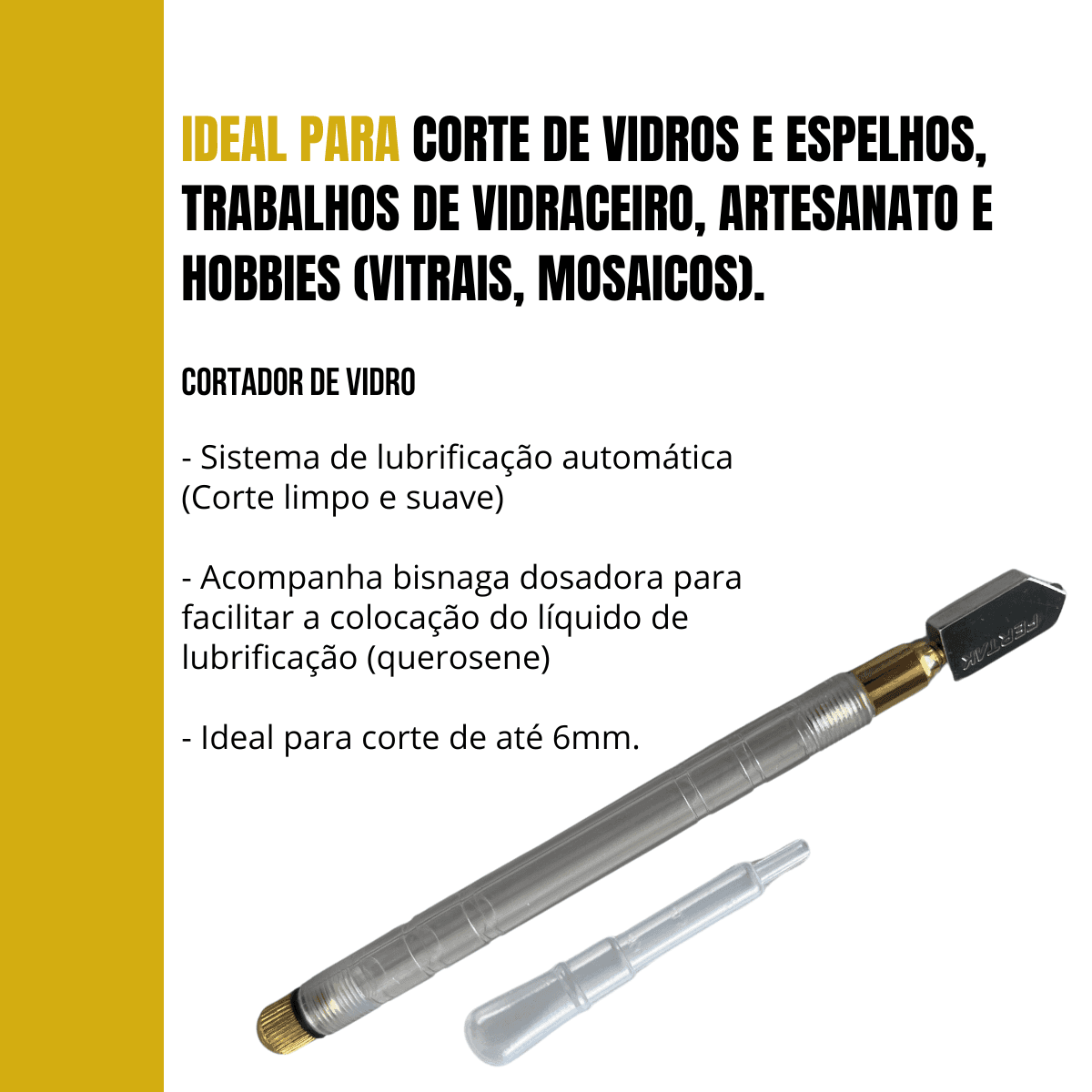 Cortador De Vidro Caneta Profissional Com Bisnaga Dosadora