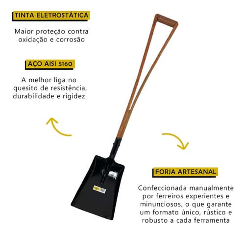 Pá Quadrada Nº 3 Forjada Tarza Com Cabo Y Madeira