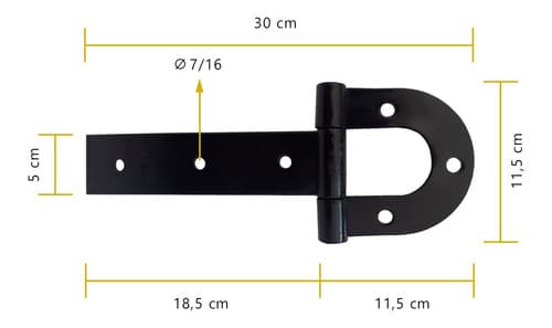 Dobradiça Para Porteira Ferradura Forjada 300mm Tarza