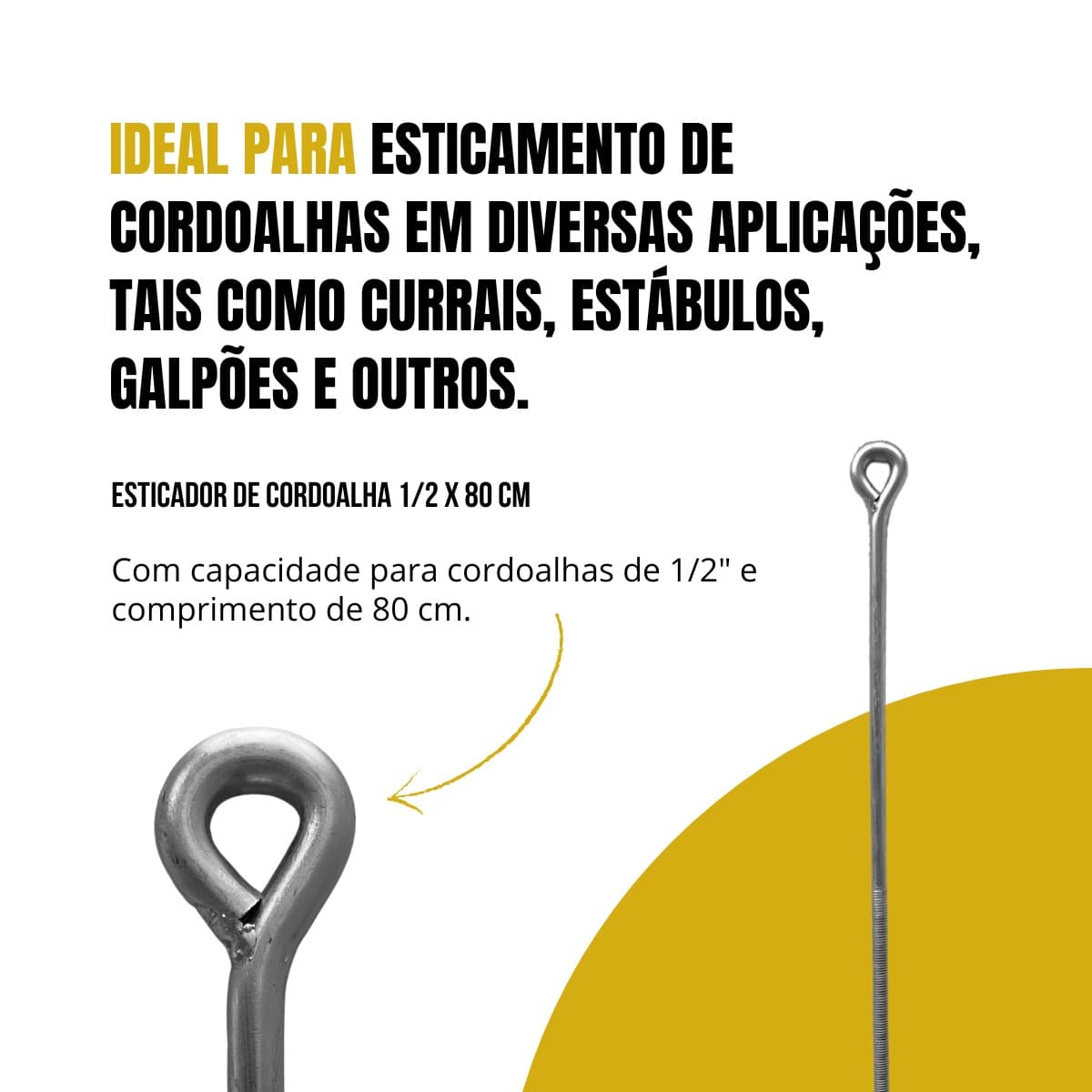 Esticador De Cordoalha 1/2 X 80 Cm C/ Porca E Arruela Tarza
