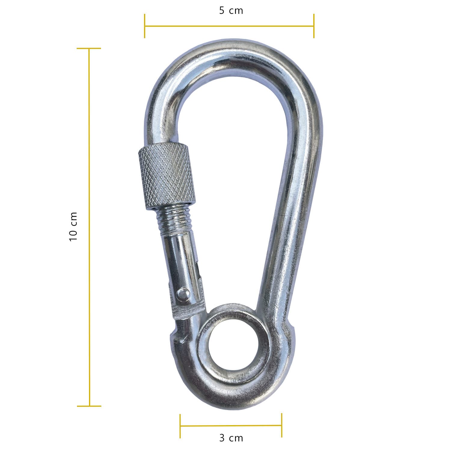 Mosquetão De Aço C/ Trava Rosca Dupla 10 cm 350 KG