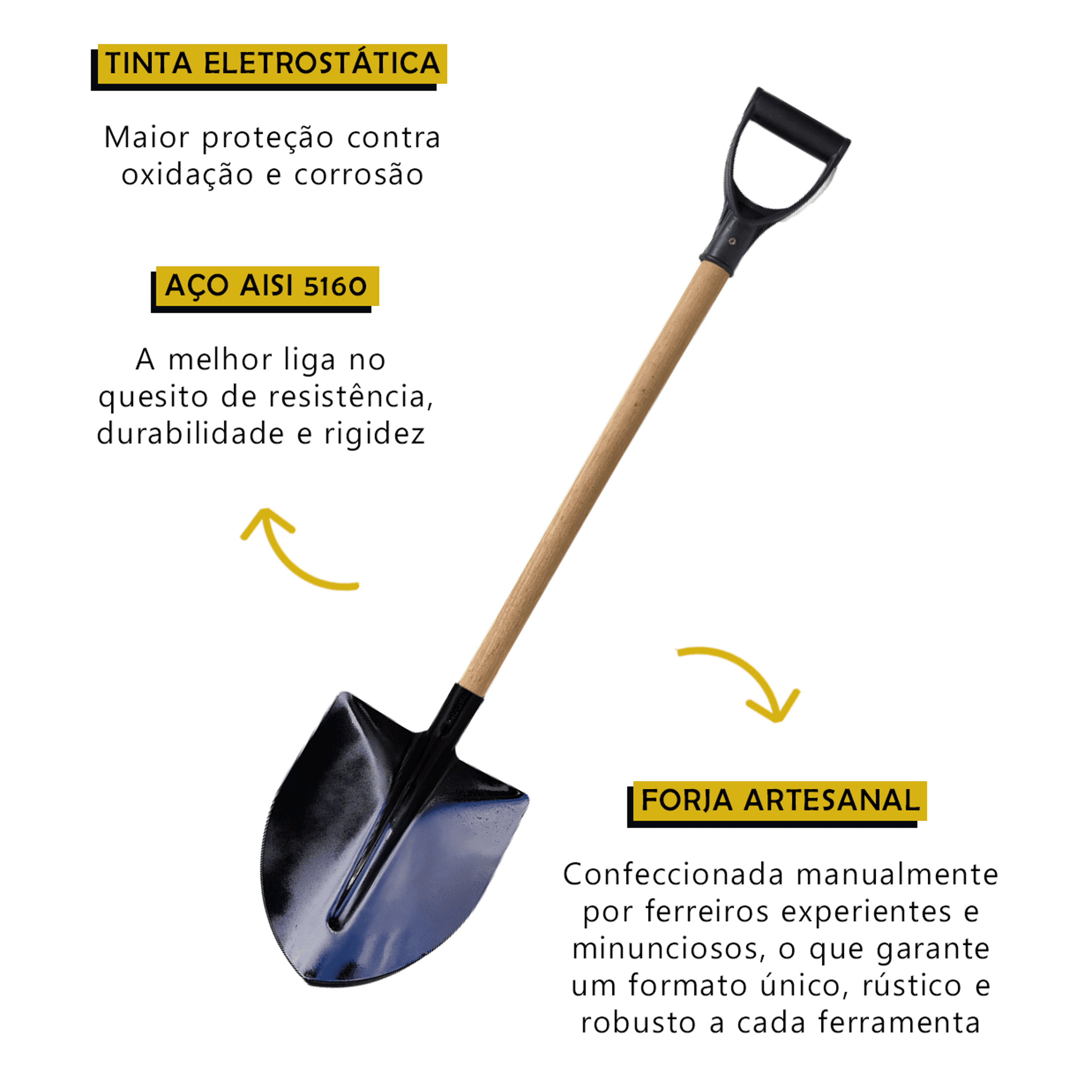 Pá De Bico Ajuntadeira Forjada Nº3 Com Cabo Madeira 110 Cm
