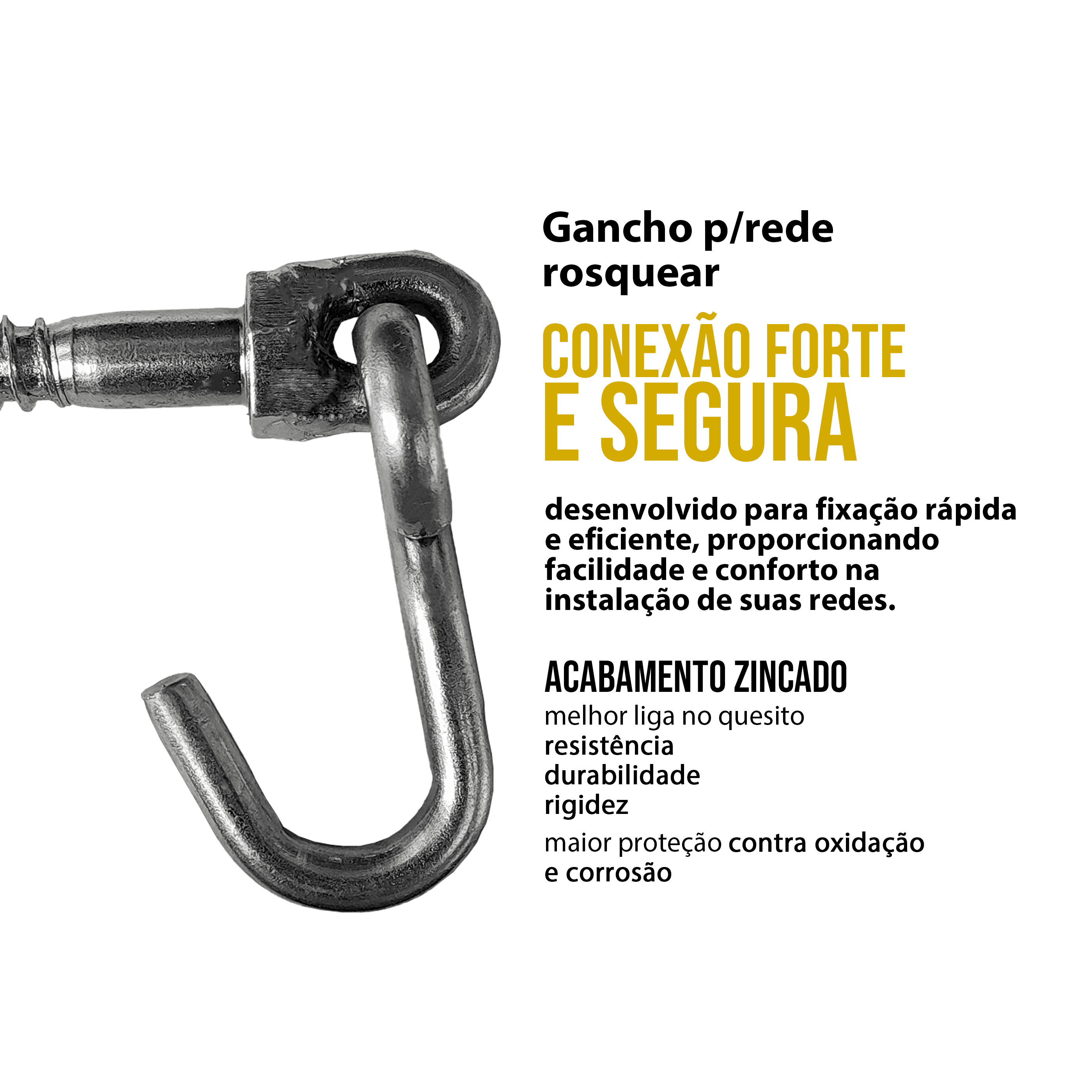 Gancho De Rede Rosca Rosquear Armador 150 Kg Tarza 2 Peças