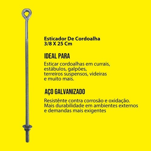 Esticador Para Cordoalha 3/8 X 25 Cm 25 Unidades