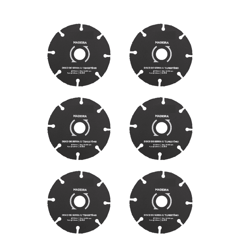 6 Un Disco de Corte Tungstenio Para Madeira 110 x 20 mm