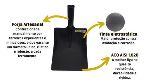 Pá Quadrada Nº4 Forjada Tarza Sem Cabo