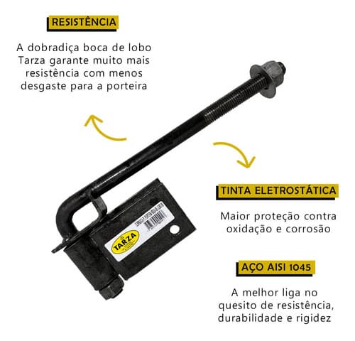 Jogo 10 Dobradiças Porteira Boca De Lobo Forjada 80mm Tarza