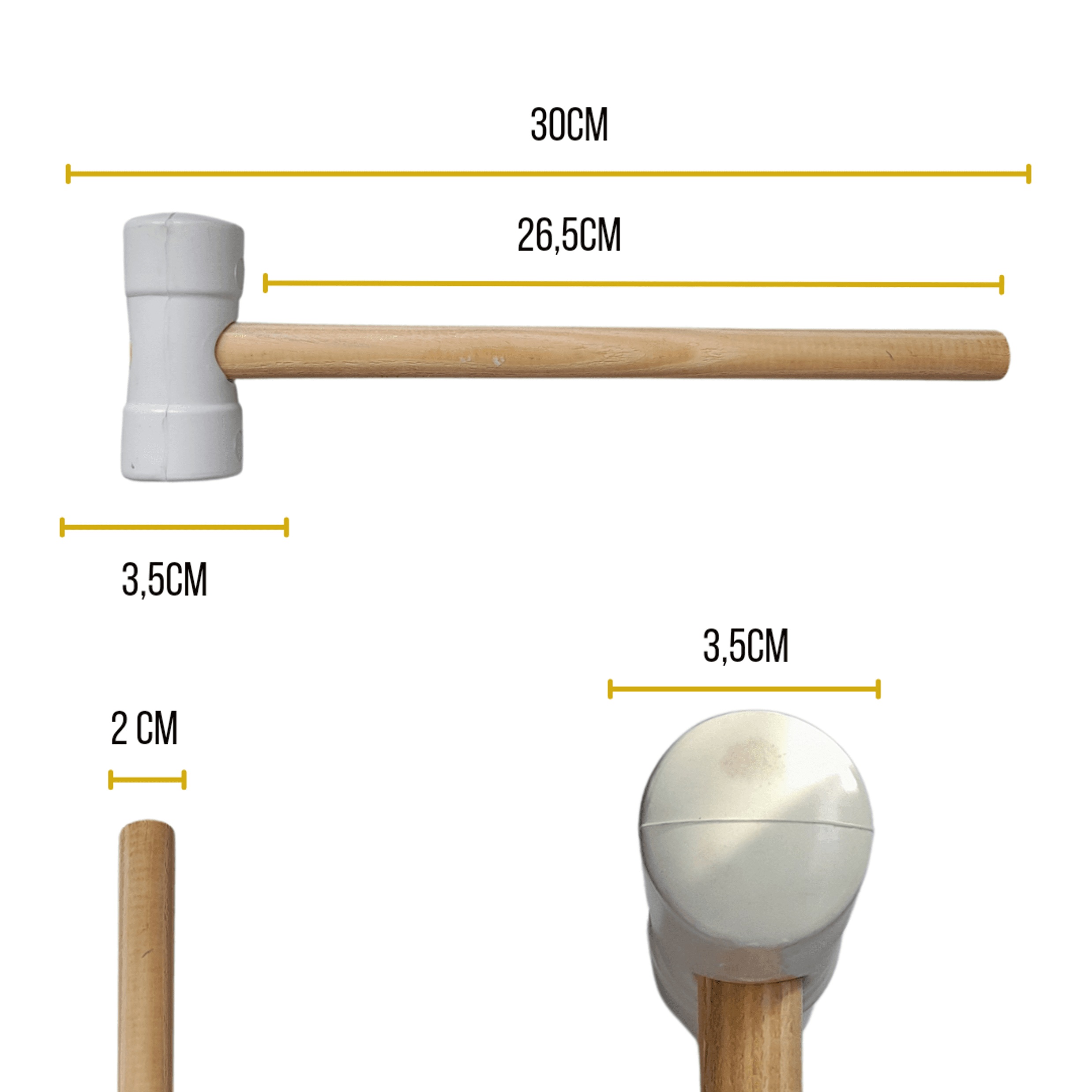 Martelo De Borracha 150g 40mm Branco Para Azulejista